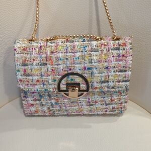 Chic Multicolor Tweed Chain Bag